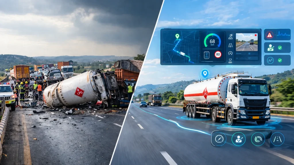 LPG tanker accident prevention with real-time fleet monitoring