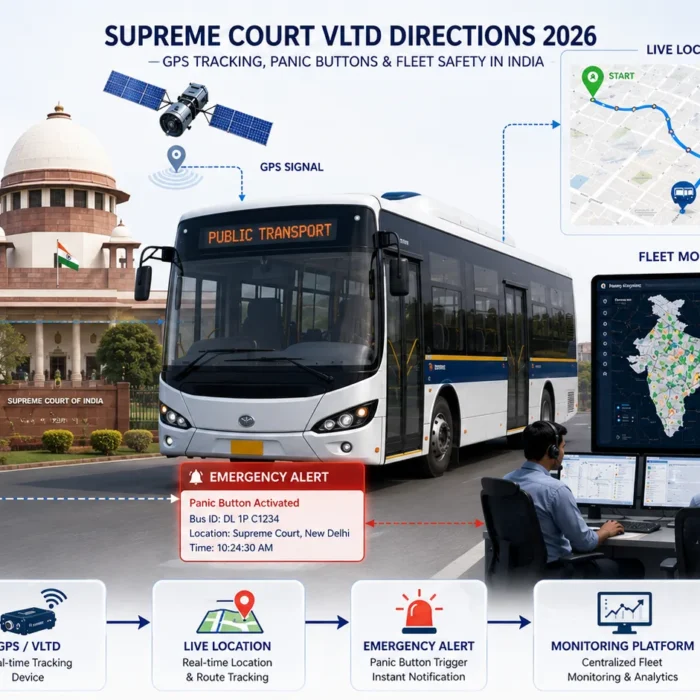 VLTD GPS tracking, panic button and fleet safety monitoring system for public transport in India
