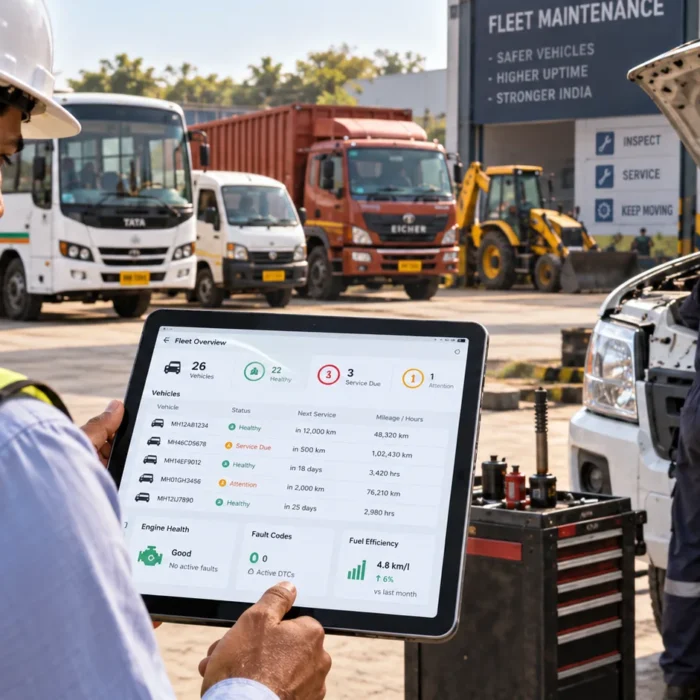 Fleet preventive maintenance in India using telematics to monitor vehicle health and reduce downtime