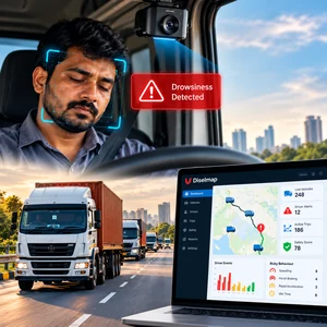 AI driver monitoring with drowsiness detection for Indian commercial fleet safety