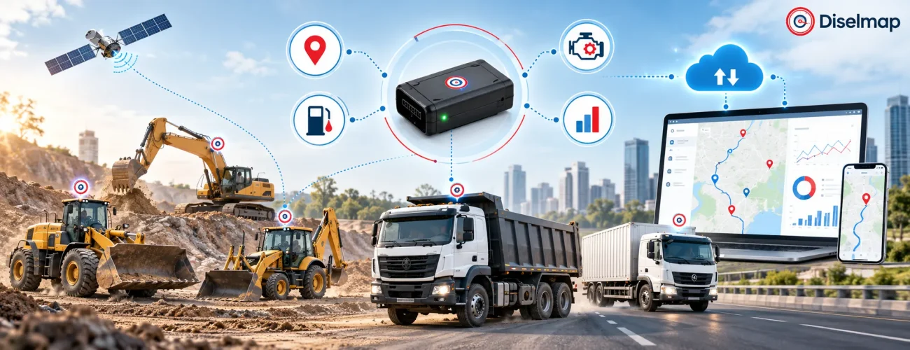 Telematics device sending vehicle data through mobile network to cloud fleet management platform